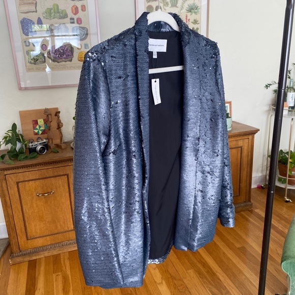 Blue Sequin Blazer Jacket - Picture 3 of 5